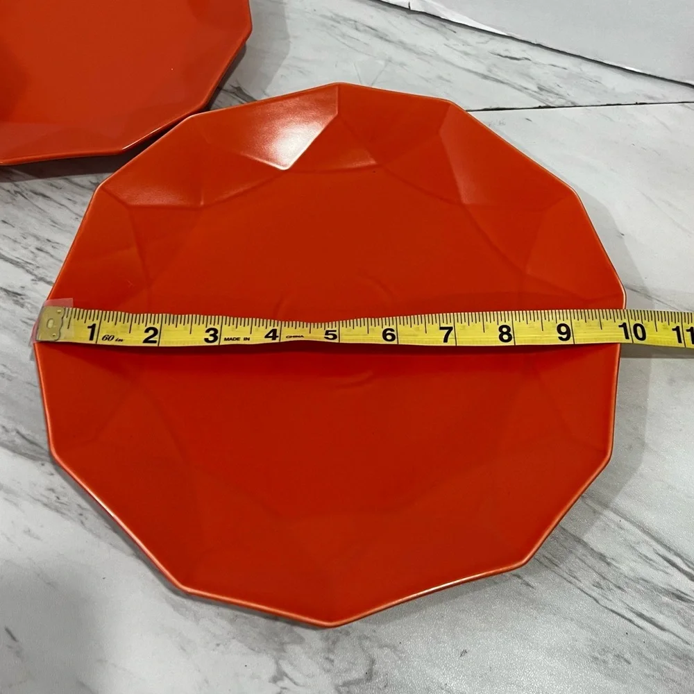 Stone + Lain Jamie Porcelain Dinnerware Set Orange Geometric 3-Piece Porcelain